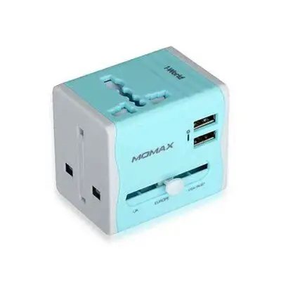 MOMAX 1-WORLD DUAL USB AC Universal TRAVEL ADAPTER